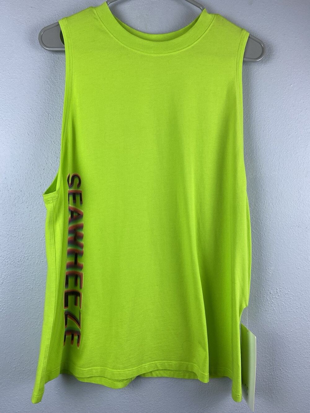 NWT Lululemon Seawheeze Sz 4 Pima Cotton Front Hit Lime Green All Yours Hip Tank